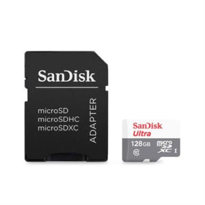 SanDisk Ultra microSD 128 GB MicroSDXC UHS-I Clase 10, 100 MB/s, Gris, Rojo