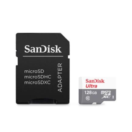 SanDisk Ultra microSD 128 GB MicroSDXC UHS-I Clase 10, 100 MB/s, Gris, Rojo