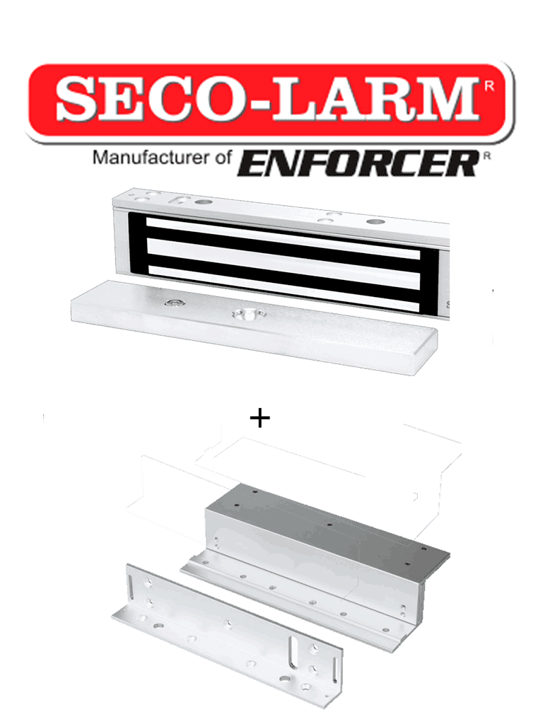 Electroimán Seco-Larm E941SA600 600Lb con Soporte en "Z" y "L", 12V DC