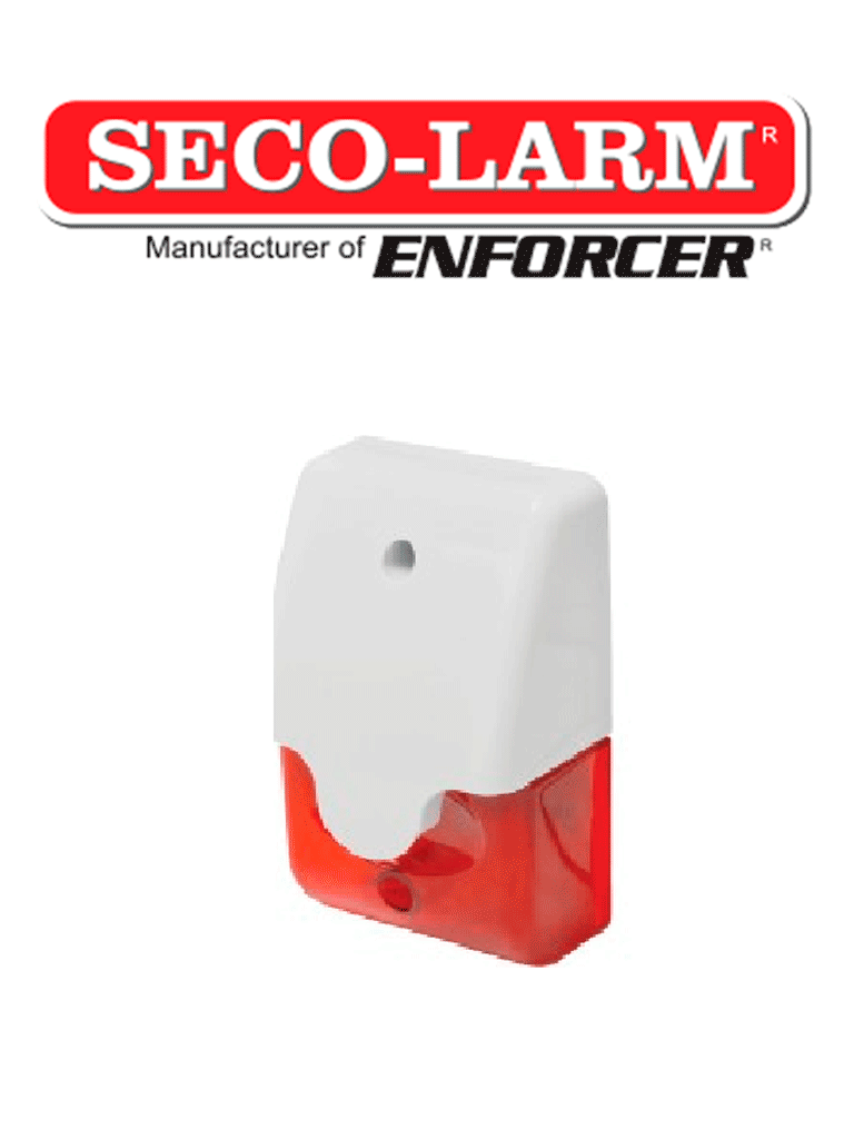 Sirena mini piezoeléctrica roja Seco-Larm SL1312SAR, luz estroboscópica LED, 12V