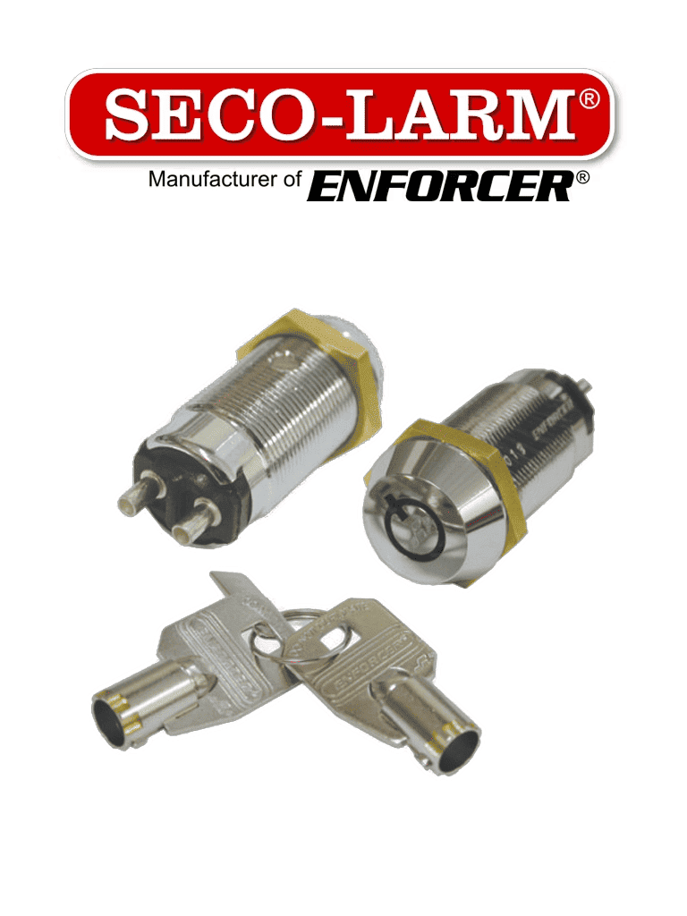 Interruptor de bloqueo de llave tubular Seco-Larm SS-095-1H1, 1 contacto NC, 2 llaves, montaje en panel