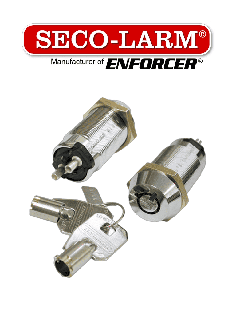 Interruptor tubular con llave Seco-Larm SS-090-2H1, 2 circuitos, 12V, 2 llaves