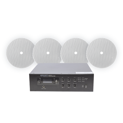 SFB120/4CST - Epcom Proaudio Kit de Voceo 70/100V / Amplificador 120W RMS / 4 Altavoces de 6" SFB120/4CST