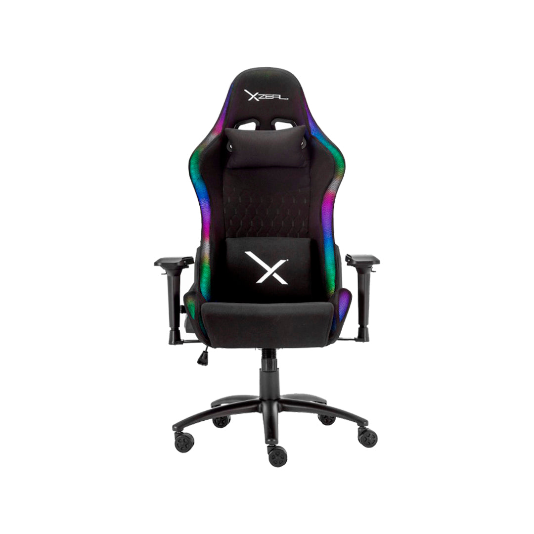 Silla Gamer XZEAL XZ15 RGB, inclinación ajustable, Soporte Lumbar. Color Negro.