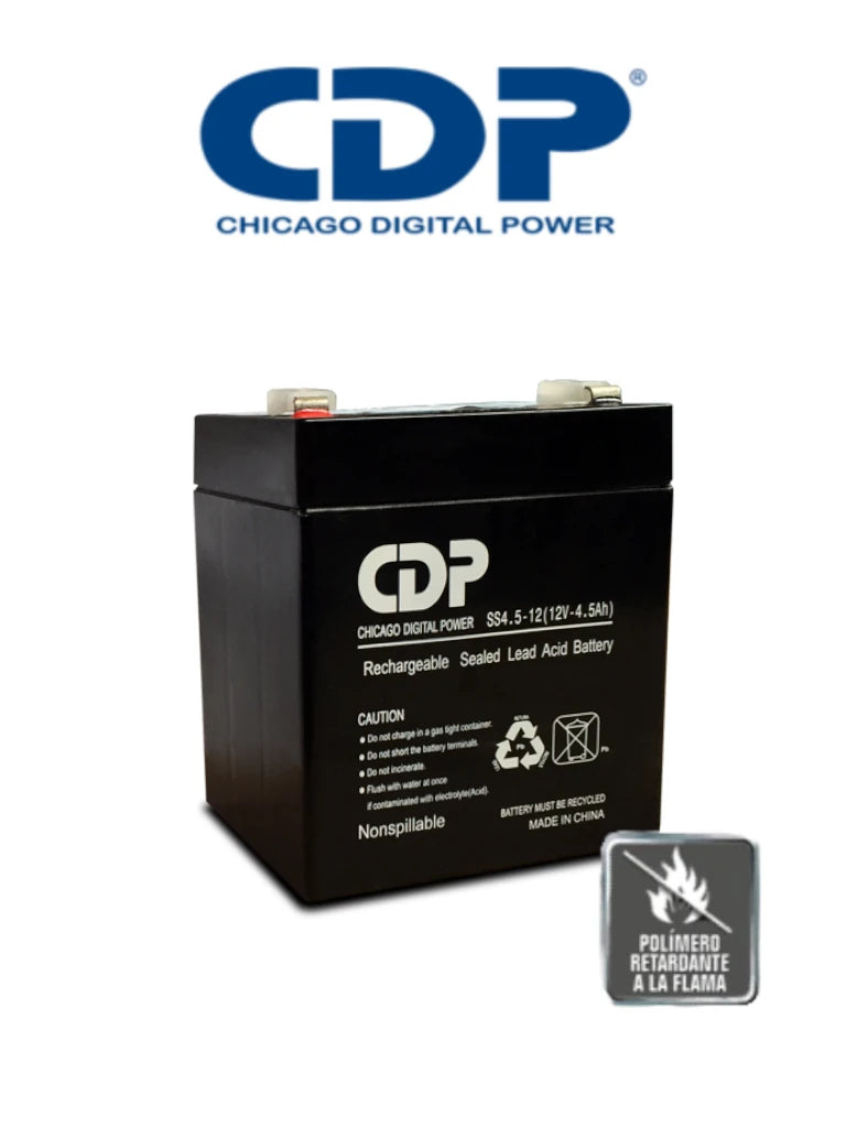 Chicago Digital Power B-12/4.5 SLB 12V 4.5AH, Batería Libre de Mantenimiento, Compatible con CCTV