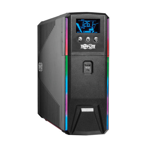 Tripp Lite SMART1200PSGLCD Respaldo por Batería del UPS para Juegos con Onda Sinusoidal Pura de 1200VA 720W 120V - LCD, AVR, LEDs RGB, Carga USB