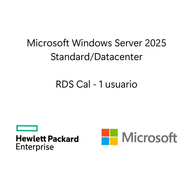 HPE Microsoft Windows Server 2025 Remote Desktop Service 1 User CAL WW LTU, Licencia, 1 licencia(s)