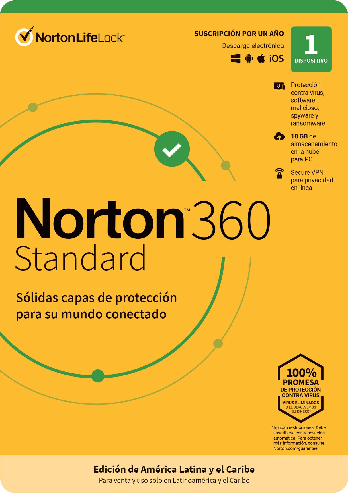 Norton Antivirus Estándar TMNR-032, Protección en Tiempo Real, Licencia 1 Año
