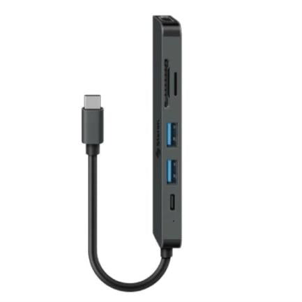 Estación de Conexión Steren USB C 6 en 1, 5Gbps, HDMI, SD, 4K, Color Negro