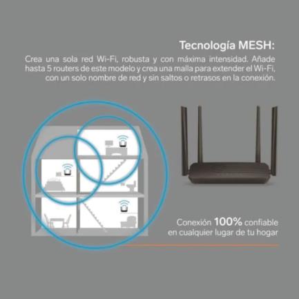 Router Steren Wi-Fi 6 AX1500 Dual Band 2.4GHz/5GHz Hasta 90m Cobertura Negro