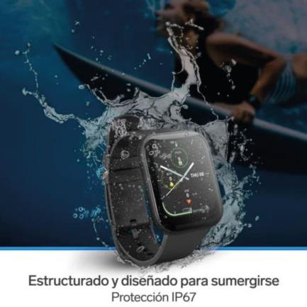 Smart Watch Steren Fitness/Sport Bluetooth IP67 Pantalla Touch 4.3 cm Negro - Resistente Agua 1.5m, Monitor Ritmo Cardíaco, GPS Integrado