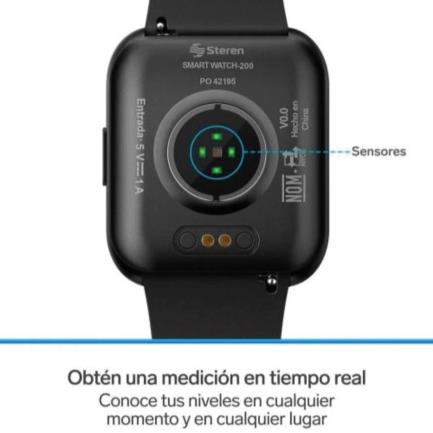 Smart Watch Steren Fitness/Sport Bluetooth IP67 Pantalla Touch 4.3 cm Negro - Resistente Agua 1.5m, Monitor Ritmo Cardíaco, GPS Integrado