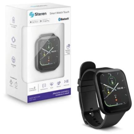 Smart Watch Steren Fitness/Sport Bluetooth IP67 Pantalla Touch 4.3 cm Negro - Resistente Agua 1.5m, Monitor Ritmo Cardíaco, GPS Integrado