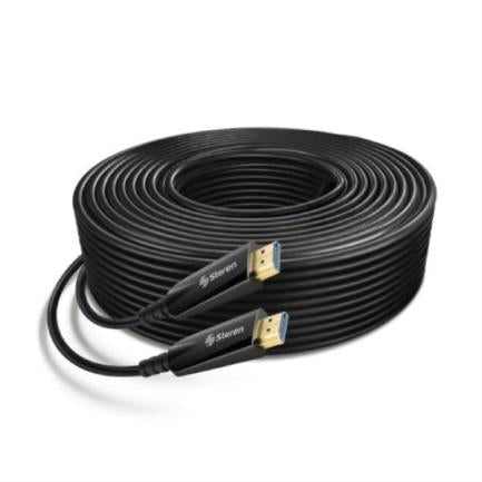 Cable HDMI Steren 4K de Fibra Óptica 30m Color Negro, Alta Velocidad 18Gbps, 3D, HDR