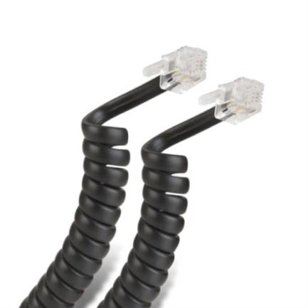 Cable Espiral Telefónico para Auricular 2.1m, Conector Jack 3.5mm, Color Negro