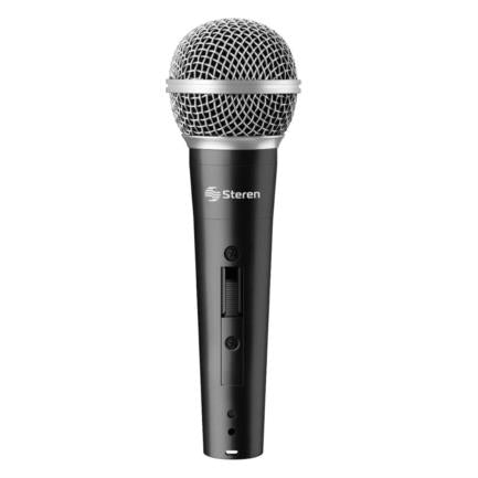 Micrófono Steren Profesional Unidireccional Rejilla Metálica Negro, Cable 2 Metros