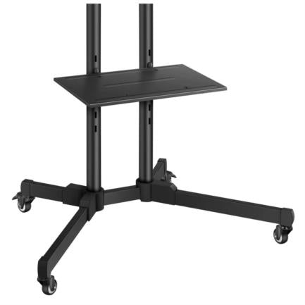 Soporte Steren Mvil para TV 19" a 83" Con Repisa, Soporta 60kg, Color Negro