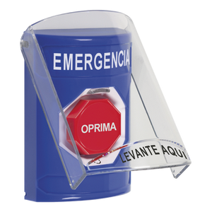 SS2429EM-ES - Botón Multipropósito / Superficie / Policarbonato / Restablecimiento por Giro / Sin Bocina / Texto Emergencia Español / ADA / UL/cUL / CE