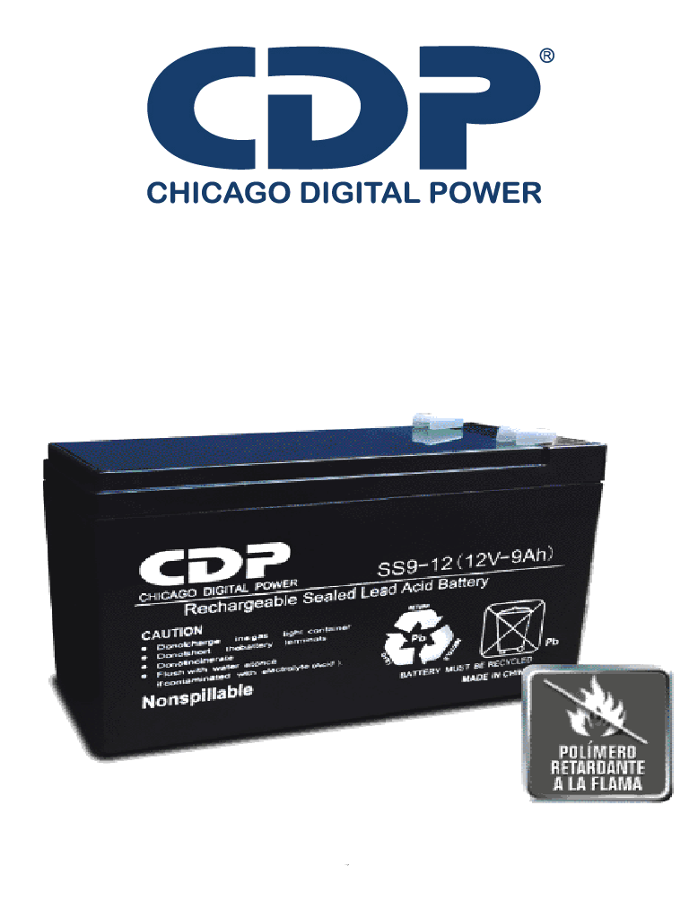 Chicago Digital Power Batería de Respaldo B-12/9 SLB 12-9, 12V 9A, Libre de Mantenimiento, Fácil Instalación