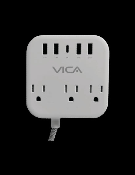 VICA Centro Multicontactos SUPVIC050, 7 Puertos, Multiconexión USB, 2500W