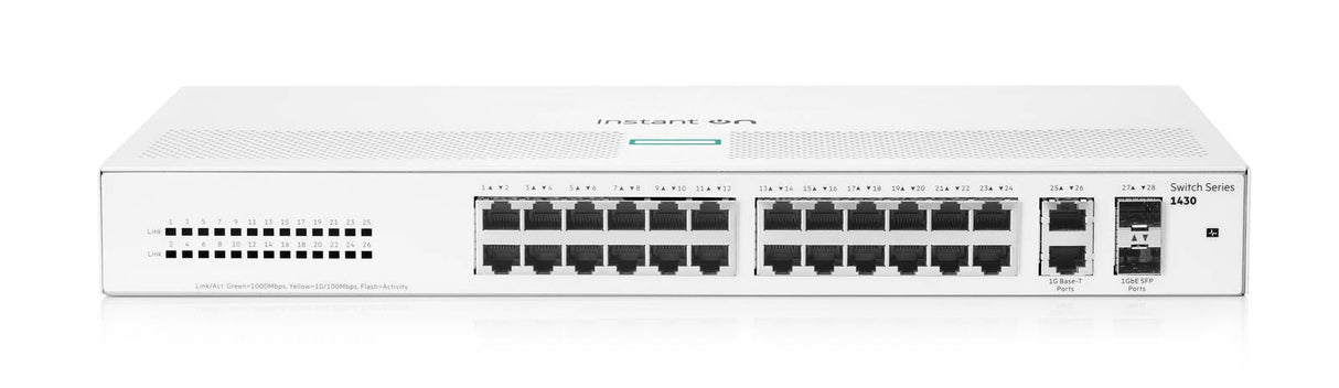 Switch ARUBA Instant On 1430, 24 Puertos Gigabit, 4 Puertos SFP, Montaje en Rack