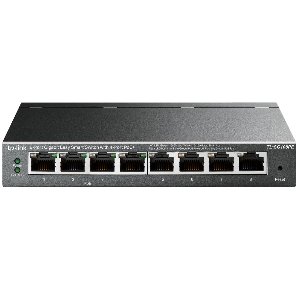 Switch TP-LINK TL-SG108PE, 8 Puertos, 15,4W, Negro
