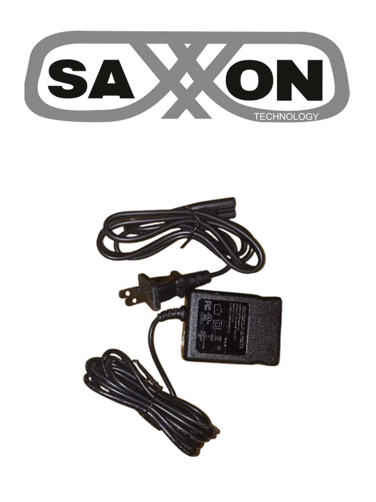 Fuente de Poder Regulada SAXXON 12V 1A Conector Macho 100-240V para CCTV y Controles de Acceso