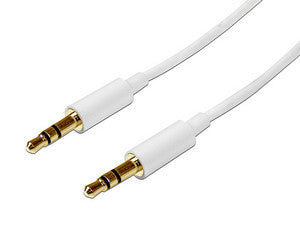 StarTech.com Cable 1m 1 metro Slim Delgado de Audio Estéreo Mini Jack Plug 3,5mm - Blanco - Macho a Macho Cable 1 m 3,5mm Macho 3,5mm