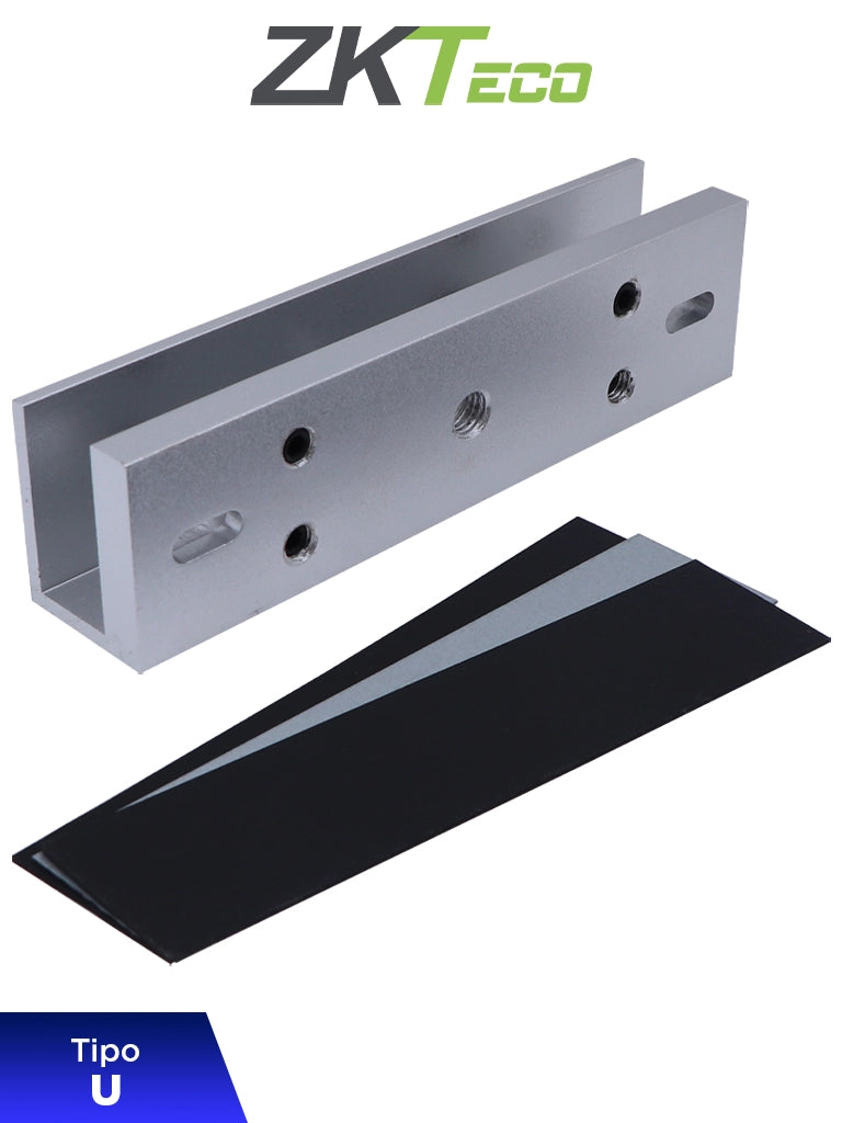 Soporte de Montaje para Puertas de Vidrio sin Marco ZKTECO LMB120U, Tipo U, Aluminio Anodizado, Compatible con Cerradura Magnética LM120