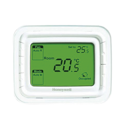 T6861H2WG - Termostato No Programable / 2 o 4 Tubos / 220 VAC / Pantalla LCD Verde / Montaje Horizontal