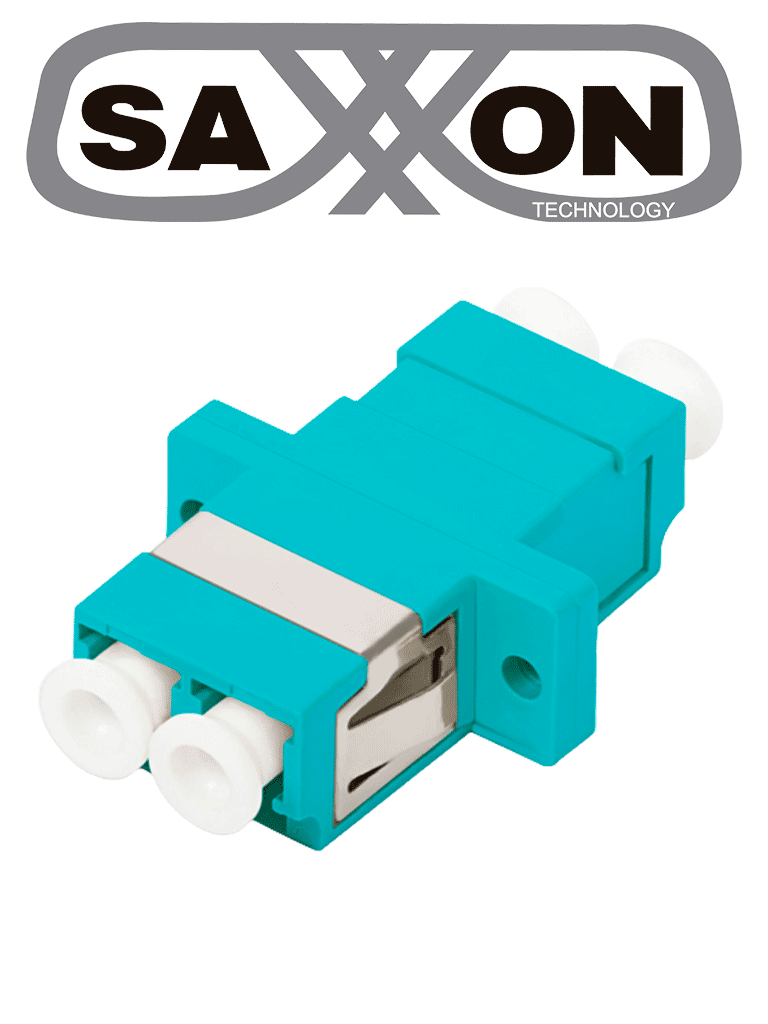 Adaptador de fibra lc om3 aqua duplex, saxxon jalc3cd, unidad JALC3CD