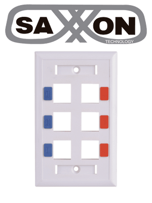 Placa de Pared Vertical SAXXON A1756E, 6 Puertos Keystone, Color Blanco