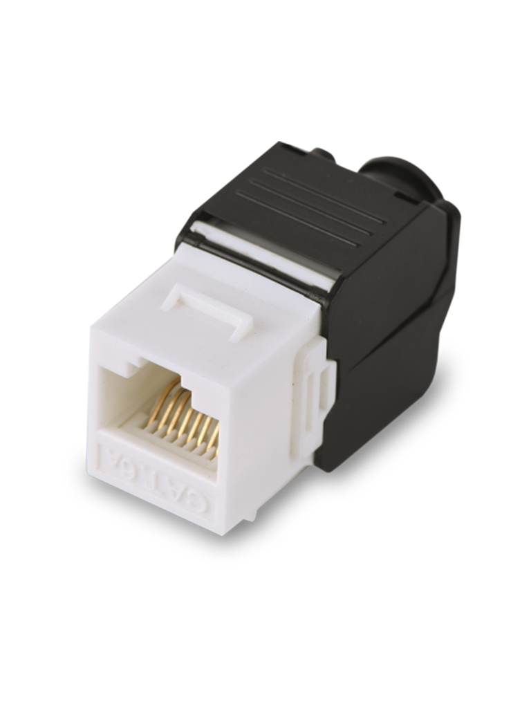 Modulo jack keystone RJ45 CAT 6A / Sin herramienta / 8 Hilos / Blanco / Compatible AWG 22-26