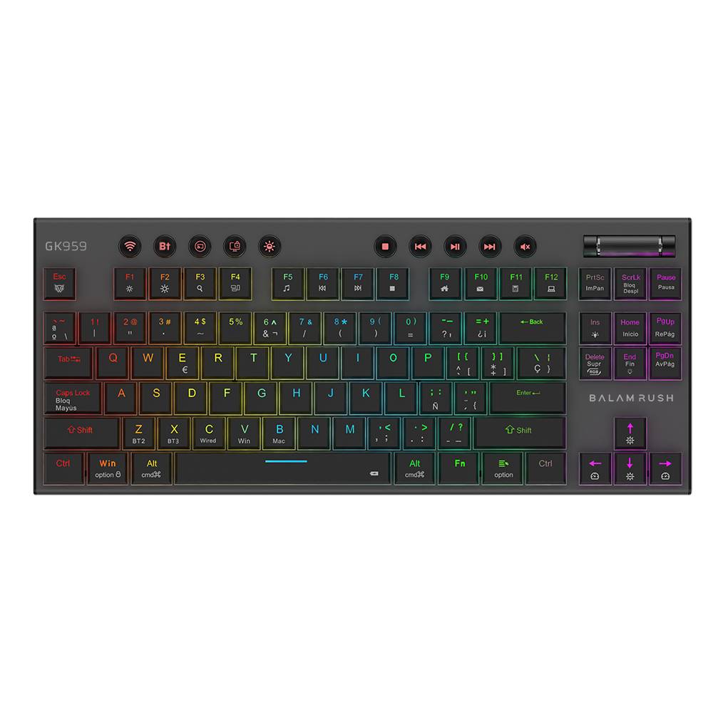 Teclado Gaming Balam Rush GK959, Retroiluminación RGB, 104 Teclas, Anti-Ghosting, Cable Trenzado