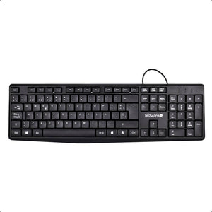 TechZone Alámbrico teclado Universal USB QWERTY Negro, Tamaño completo (100%)