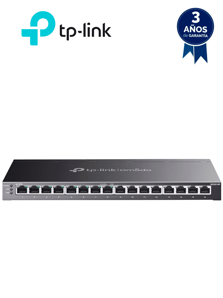 TP-Link Switch JetStream TL-SG2016P, 16 Puertos, PoE+, 10/100/1000 Mbps