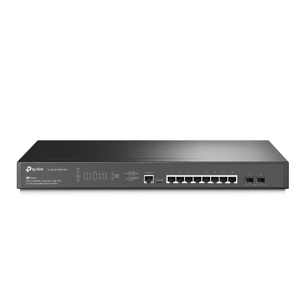 Switch TP-Link JetStream de 8 Puertos Gigabit Ethernet, 2.5Gbps, PoE, 2 Puertos 10 Gigabit TL-SG3210XHP-M2