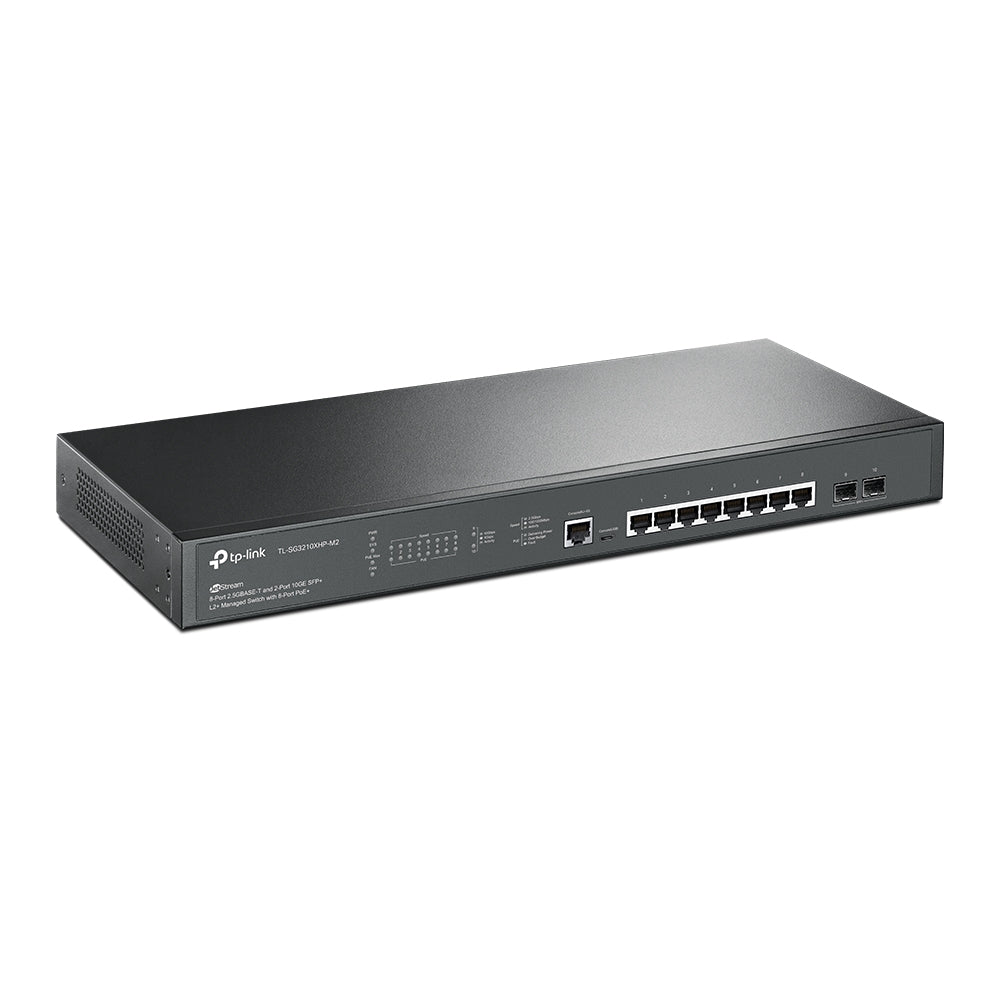 Switch TP-Link JetStream de 8 Puertos Gigabit Ethernet, 2.5Gbps, PoE, 2 Puertos 10 Gigabit TL-SG3210XHP-M2