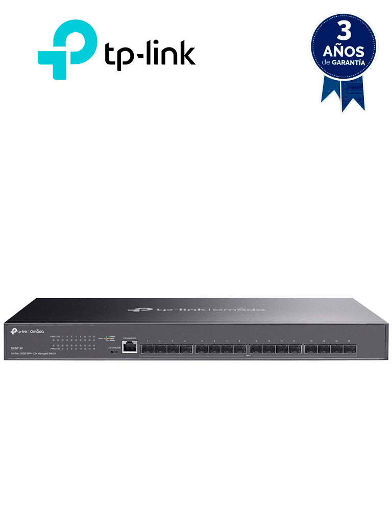 Switch Administrable TP-Link TL-SX3016F 16 Puertos 10GE SFP L2, VLAN, QoS, Montaje en Rack