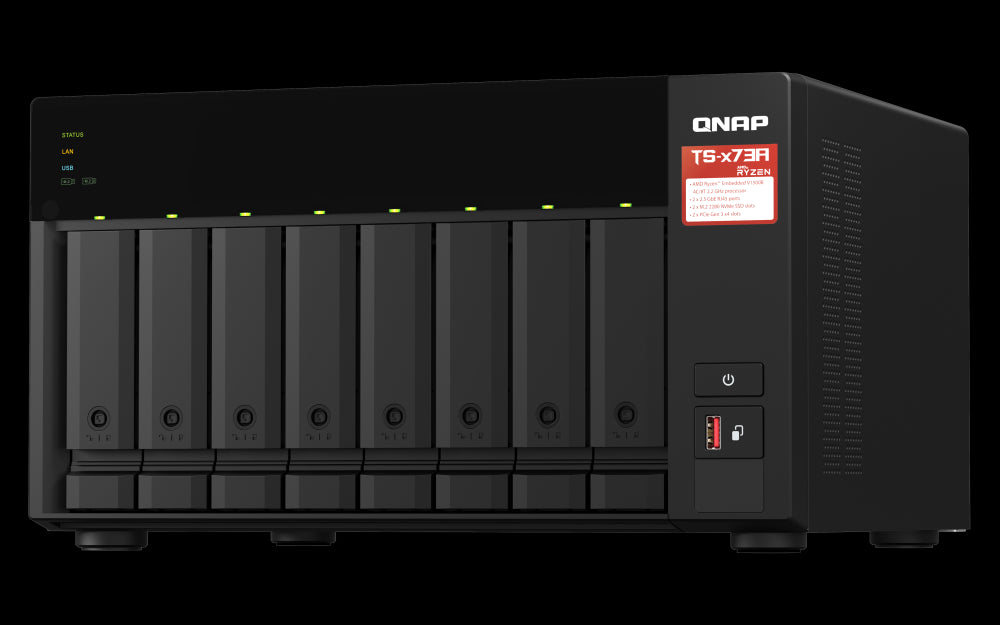 NAS QNAP TS-873-8G-US 8 Bahías AMD Ryzen, 8GB RAM, 2 Puertos 10GbE, RAID