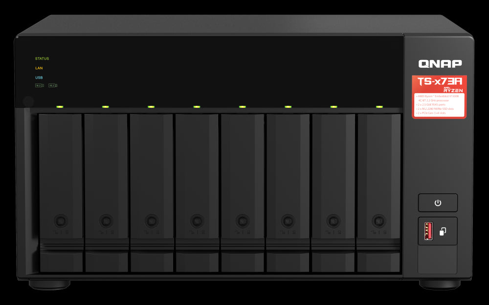 NAS QNAP TS-873-8G-US 8 Bahías AMD Ryzen, 8GB RAM, 2 Puertos 10GbE, RAID