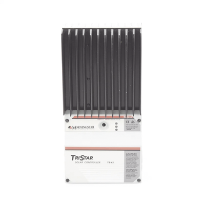 TS-45 - Controlador de Carga Solar PWM / 45 A / 12V 24V 48V / Puerto RS-232 / Hasta 4 kW / 7 Preajustes / Operación hasta 60°C / 13.1 ft² Disipador