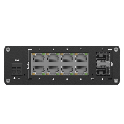 TSW202 - Switch Industrial Administrable L2 / 8 Puertos PoE+ 240W / 2 SFP / Profinet / -40°C a 75°C / IP30