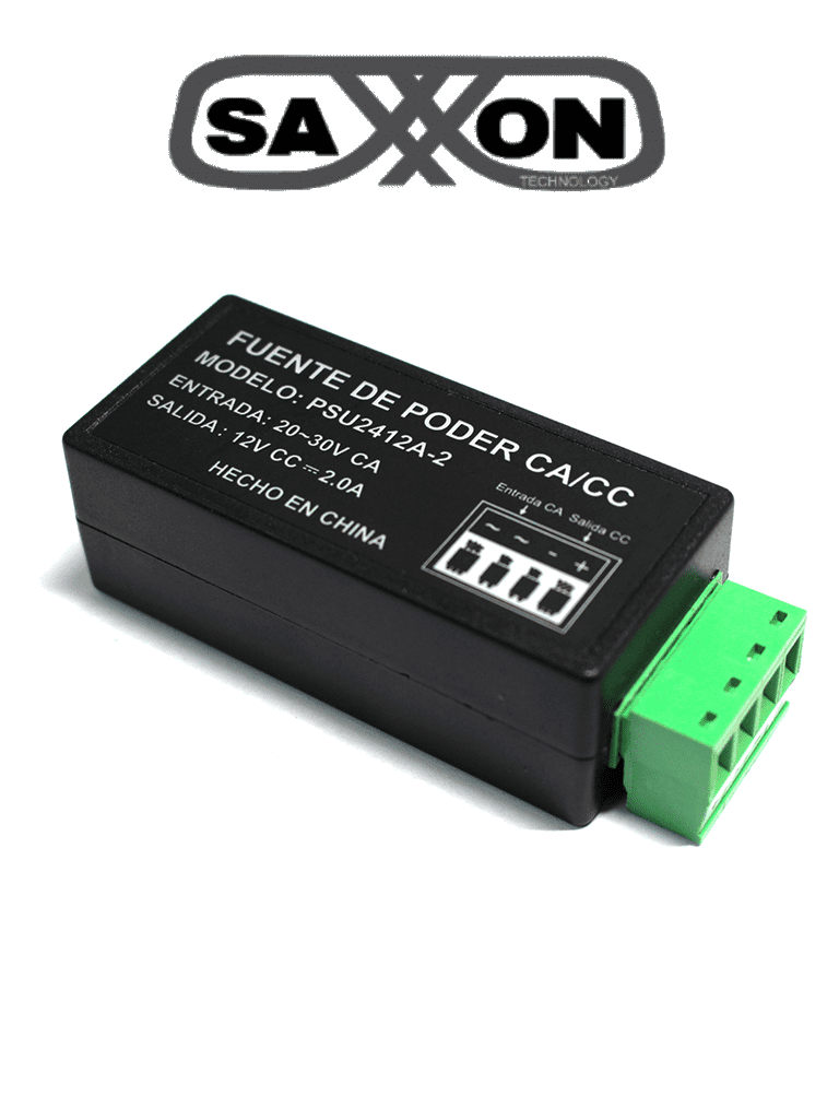 Convertidor de Energía SAXXON PSU2412A2, 20-30V CA a 12V CD, 2A - Para Cámaras CCTV