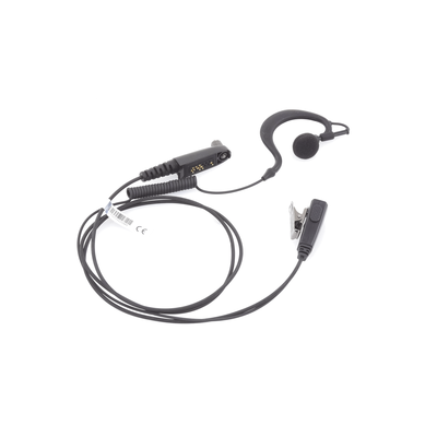 TX-110N-H02 - Micrófono-Audífono Profesional / Gancho Ajustable en Forma de G / Cable con Resorte / PTT de Solapa / Compatible con Radios Hytera y Telox