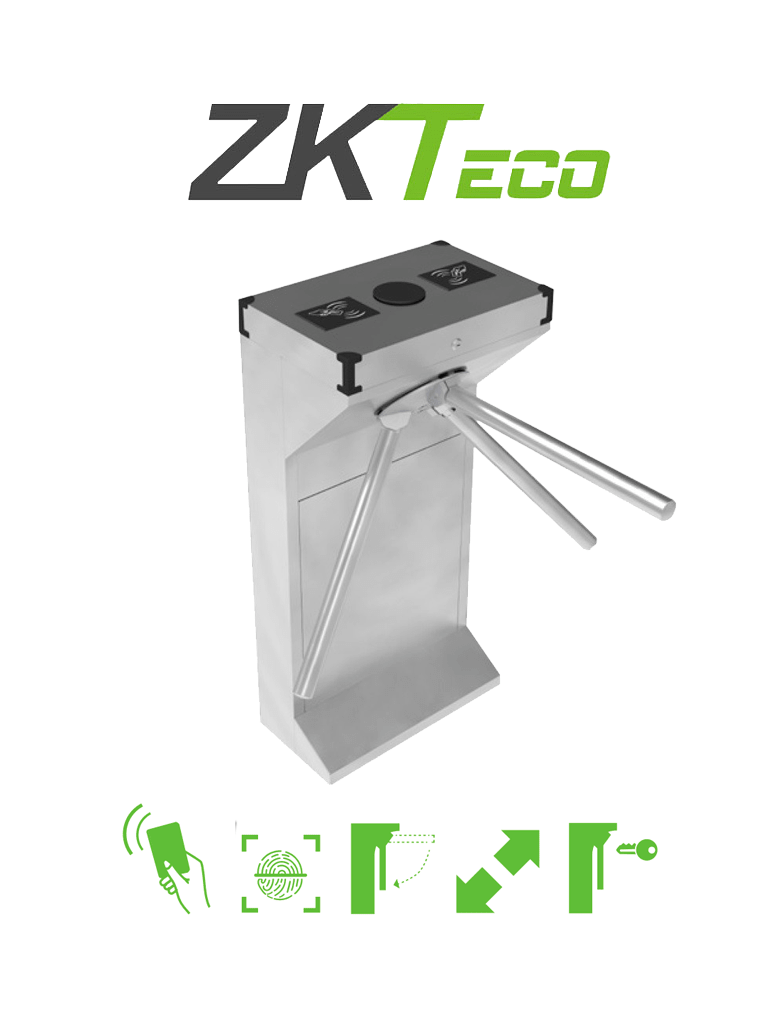 Torniquete ZKTECO TS1000D Acero SUS304 110V 25-30/min Carril 50cm Exterior Protegido 1M Ciclos Sin Lectores
