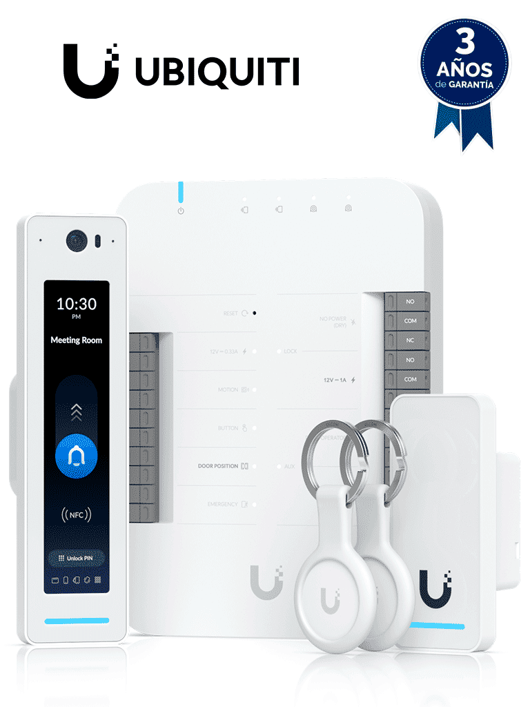 Kit de Control de Acceso UniFi UBIQUITI UA-G2-SK-PRO para 1 Puerta, Incluye: UA-Hub, Lector G2 Reader Pro, Lector G2 Reader, 2 Llaveros NFC