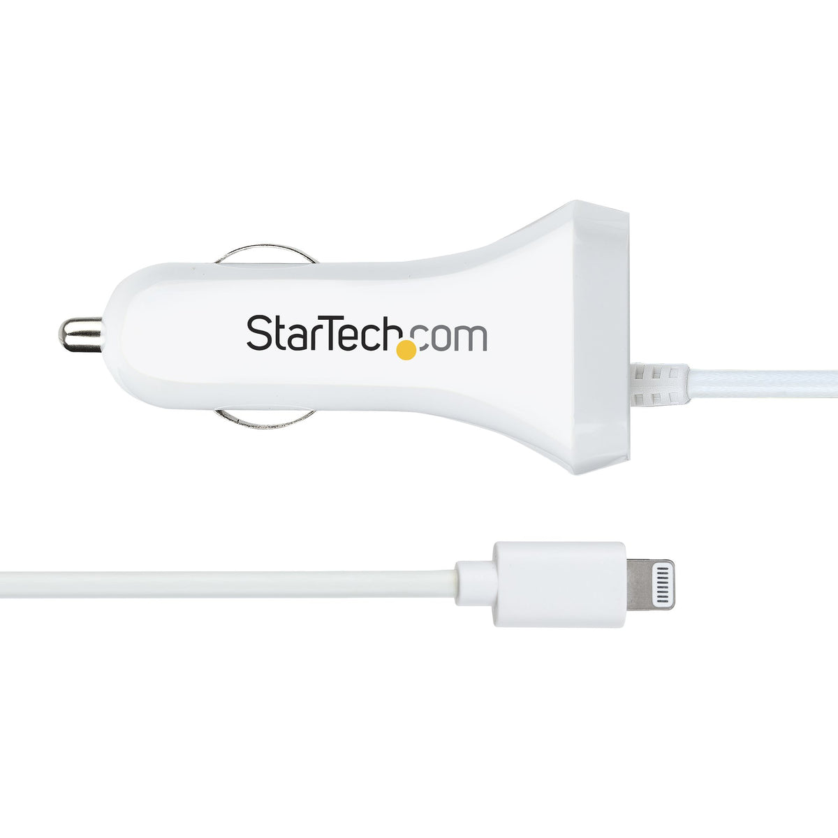 USBLT2PCARW2 - StarTech.com Cargador de Coche con Cable Rizado Lightning, Cable de 1m Rizado Lightning 12W Blanco, Cable Adaptador Carg
