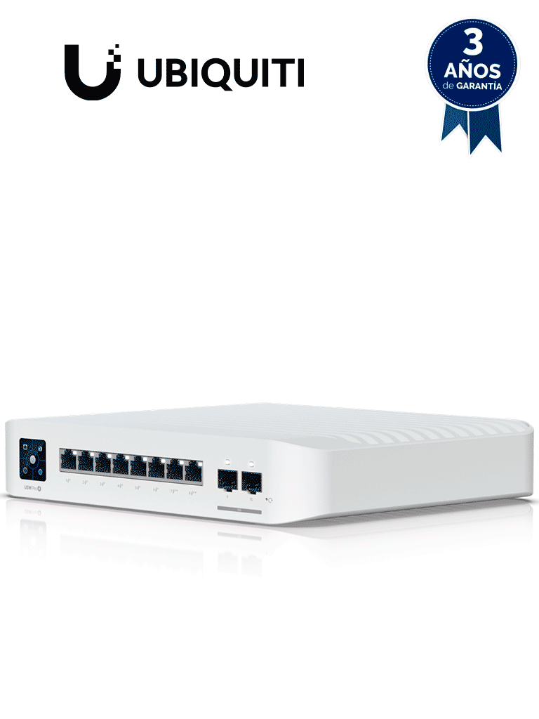 Switch Ubiquiti USW Pro 8 PoE Capa 3, 8 Puertos PoE 802.3af/at/bt, 6 Puertos PoE, 2 Puertos SFP, 120W Total