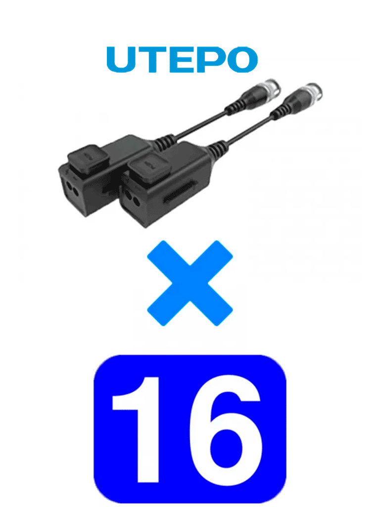 Transceptores Pasivos UTEPO UTP101PHD6PAK16 - 16 Pares HD / CVI 720p 300M, 1080p 250M, 4MP 200M, 4K 150M